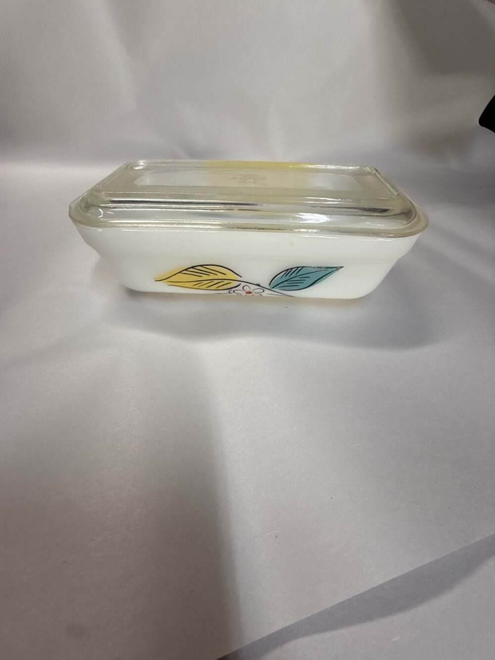Fire King Biscayne Milk Glass Refrigerator Dish With Lid